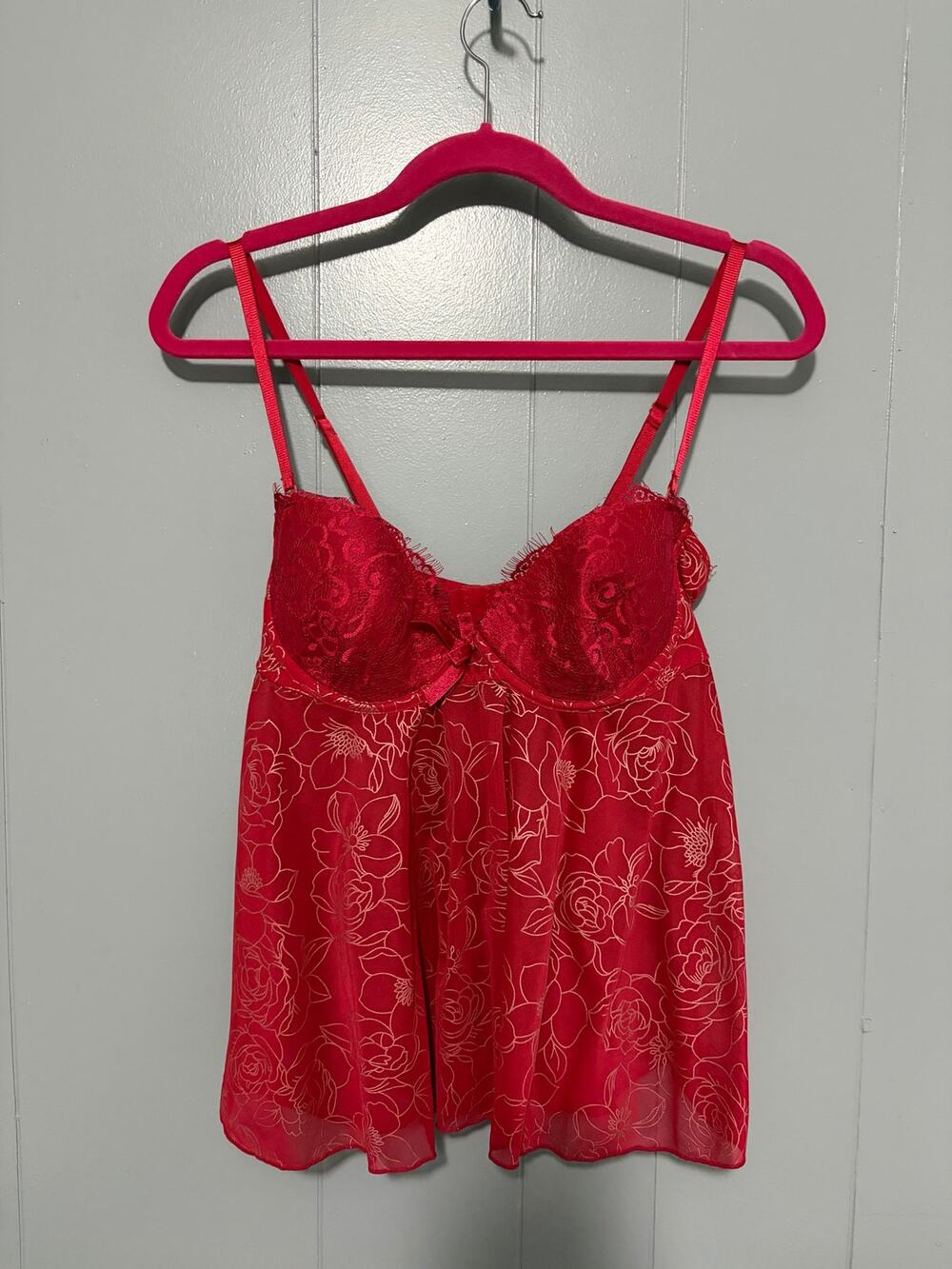 Victoria's Secret Y2K Vintage Red Floral Sexy Little Things Camisole 36C
